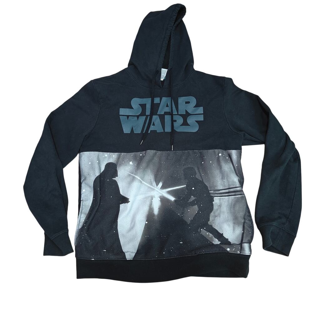 Star Wars Hoodie Lucas Films Black Pullover Mens Large Vintage Sweatshirt
